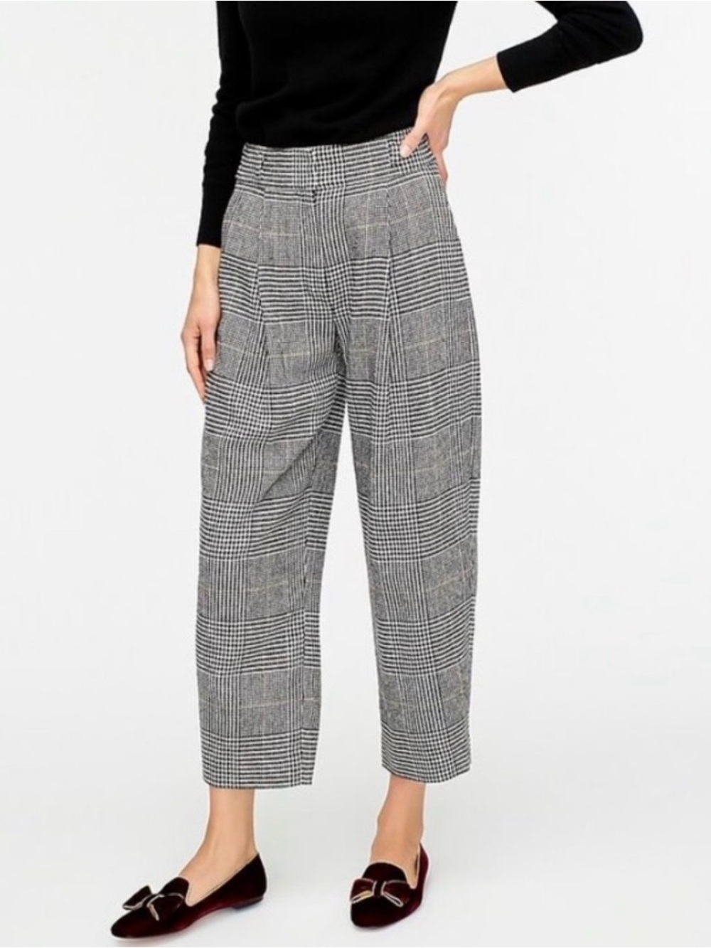 J.Crew High-Rise Tapered Glen Plaid Italian Wool Blend Pants Size 2
